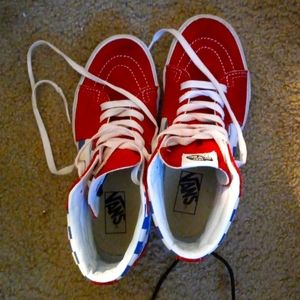 Van shoes size 6 Boys color red and white
